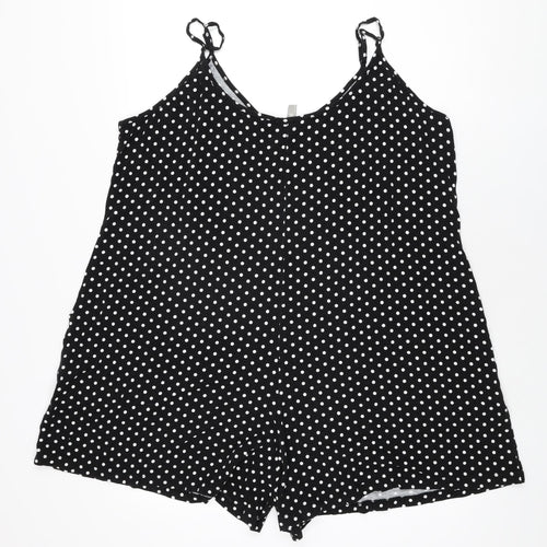 ASOS Womens Black Polka Dot Viscose Playsuit One-Piece Size 16 L3 in Pullover