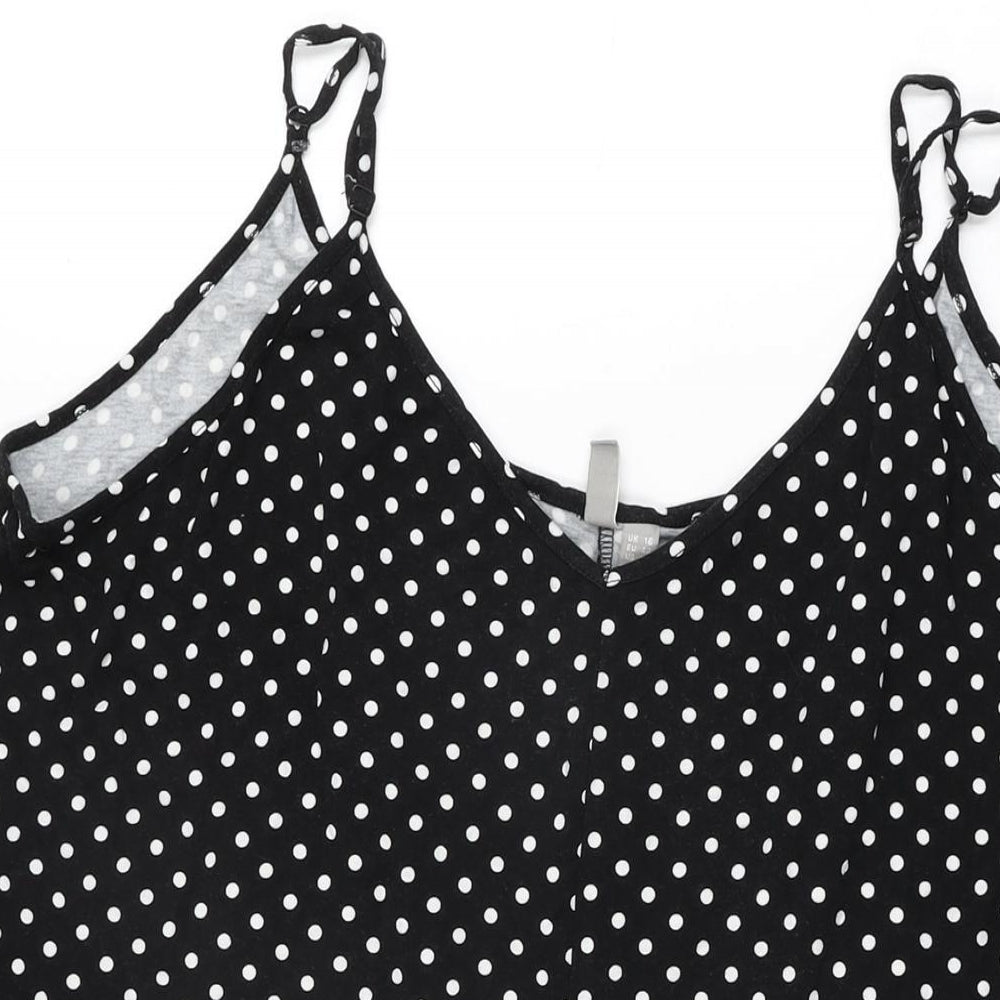 ASOS Womens Black Polka Dot Viscose Playsuit One-Piece Size 16 L3 in Pullover