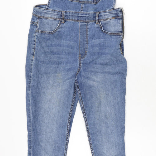 H&M Womens Blue Cotton Dungaree One-Piece Size 12 L28 in Zip