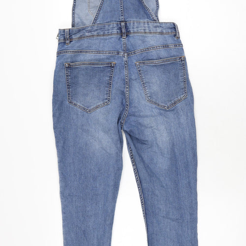 H&M Womens Blue Cotton Dungaree One-Piece Size 12 L28 in Zip