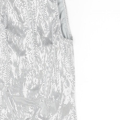 Bershka Womens Silver Polyester Bodysuit One-Piece Size M Snap