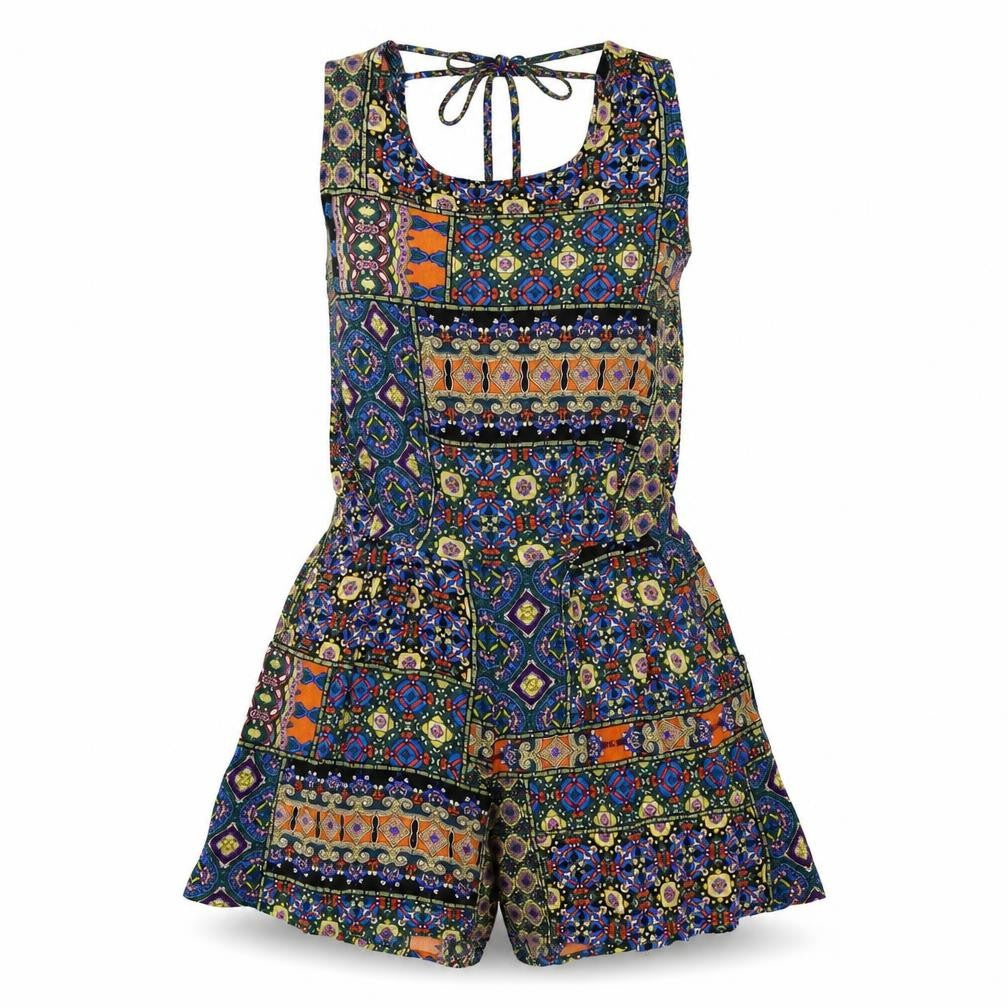 New Look Womens Multicoloured Geometric Viscose Playsuit One-Piece Size 8 Zip