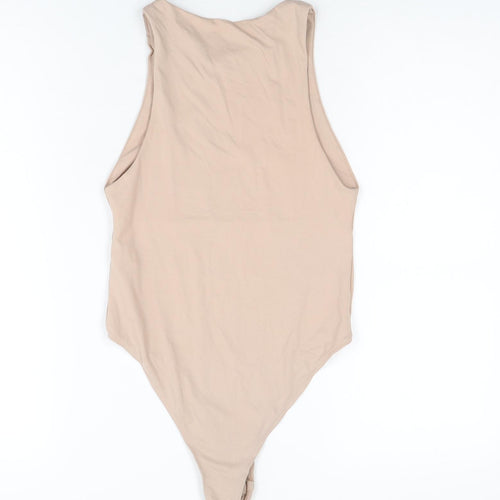Zara Womens Beige Polyamide Bodysuit One-Piece Size S Snap