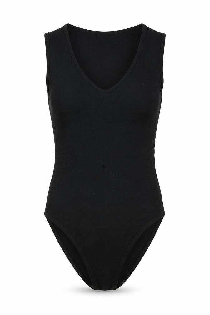 Boohoo Womens Black Viscose Bodysuit One-Piece Size 8 Snap