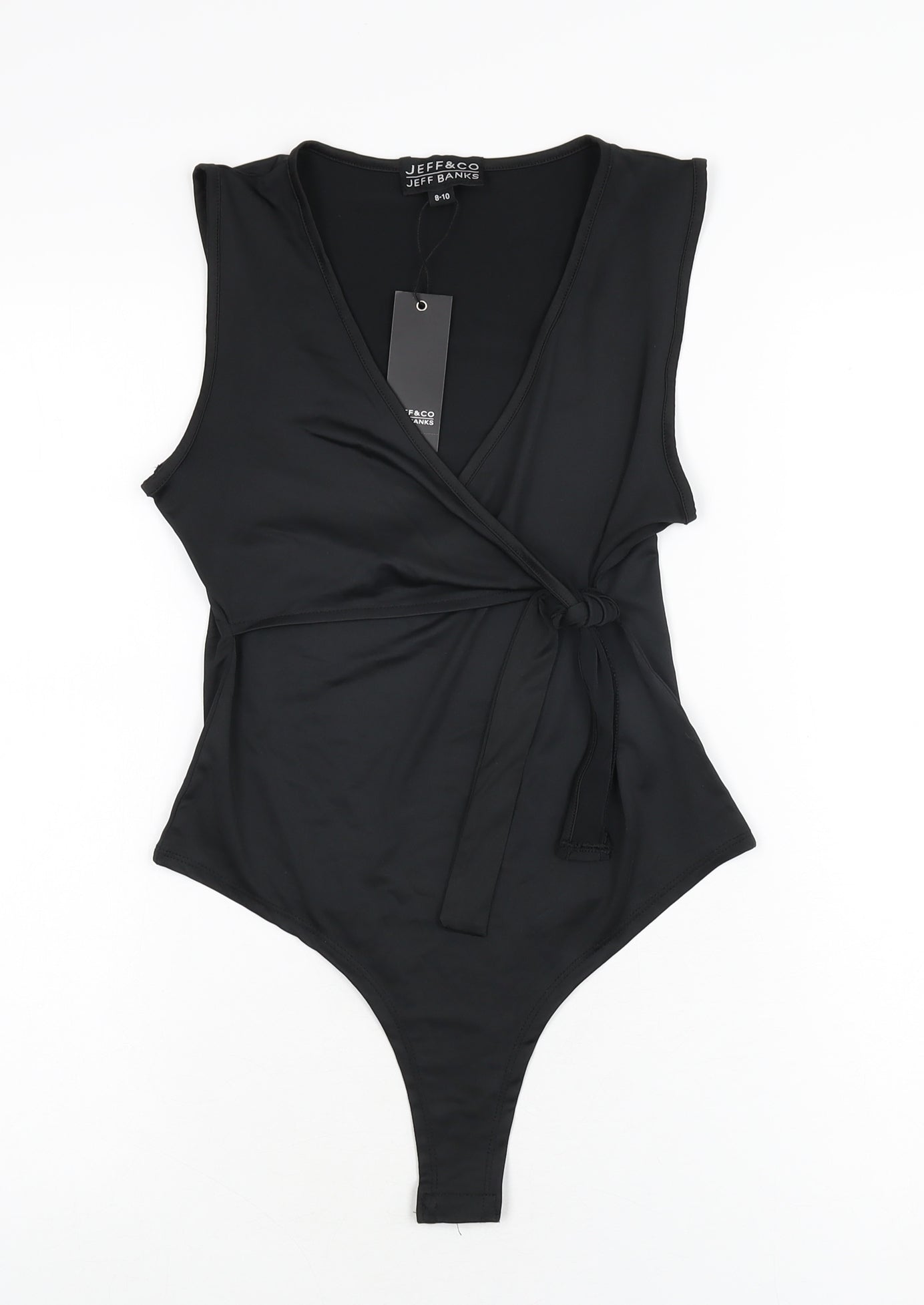 Jeff Banks Womens Black Polyester Bodysuit One-Piece Size 8 Snap - Size 8-10