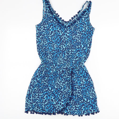 Lilly Pulitzer Womens Blue Animal Print Elastane Playsuit One-Piece Size 2XS L3 in Pullover