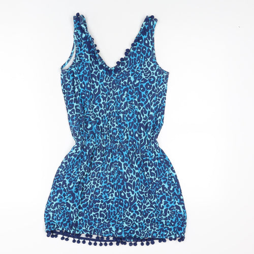 Lilly Pulitzer Womens Blue Animal Print Elastane Playsuit One-Piece Size 2XS L3 in Pullover