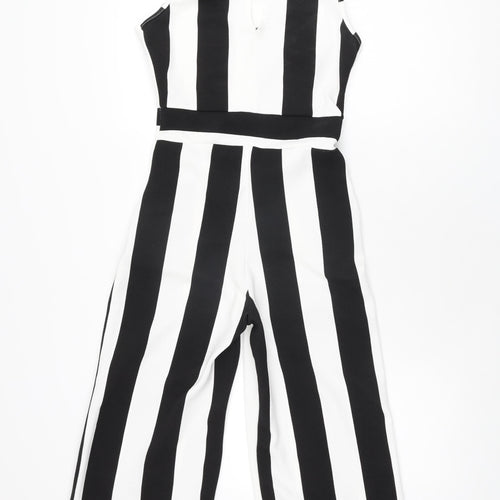 Boohoo Womens White Striped Polyester Jumpsuit One-Piece Size 10 L19 in Button