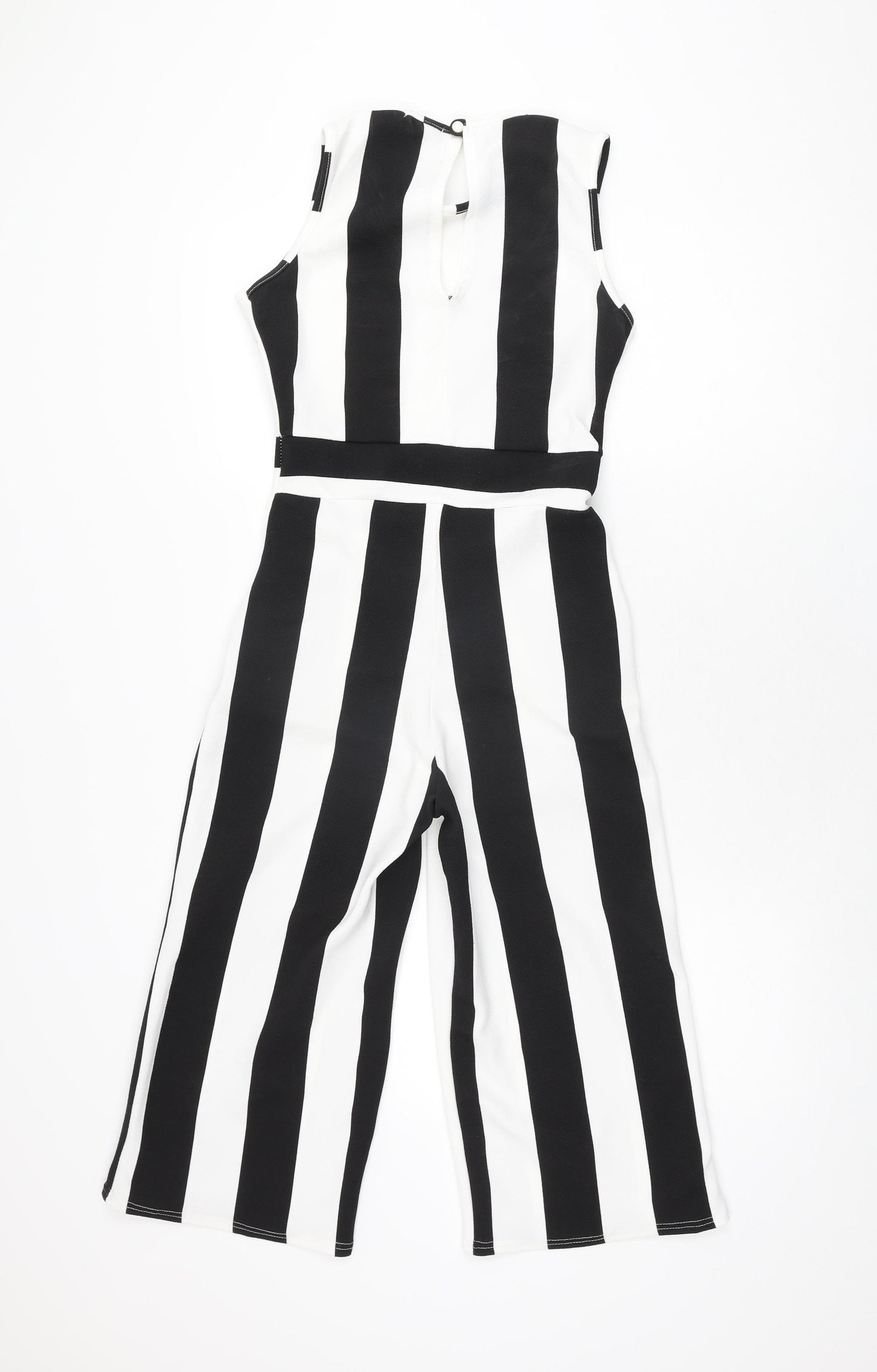 Boohoo Womens White Striped Polyester Jumpsuit One-Piece Size 10 L19 in Button