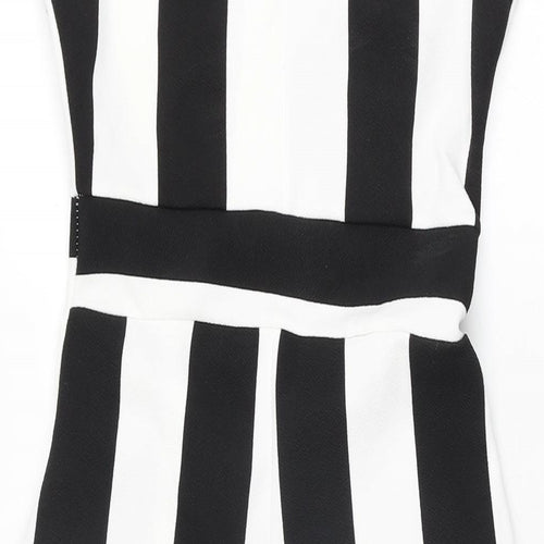 Boohoo Womens White Striped Polyester Jumpsuit One-Piece Size 10 L19 in Button