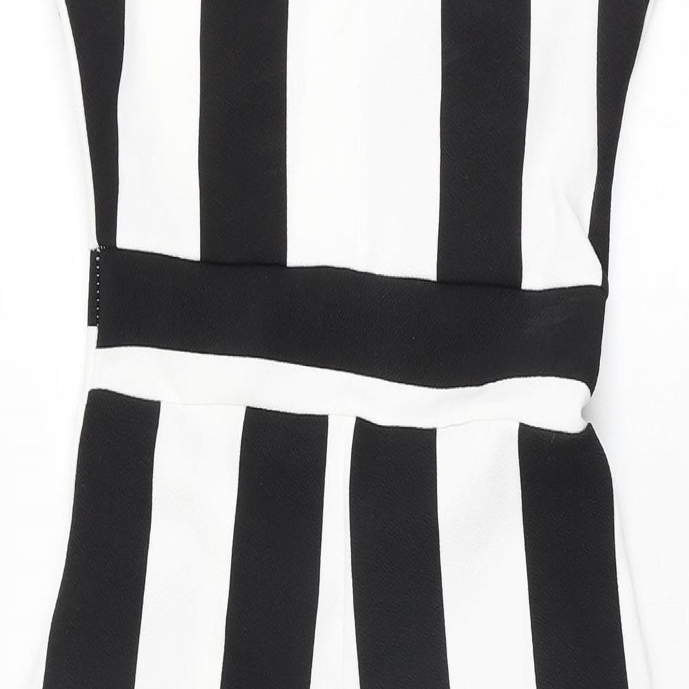 Boohoo Womens White Striped Polyester Jumpsuit One-Piece Size 10 L19 in Button