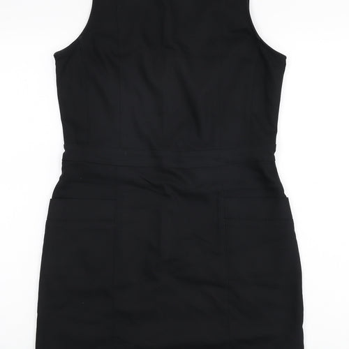 Oasis Womens Black Cotton A-Line Size 12 Collared Zip
