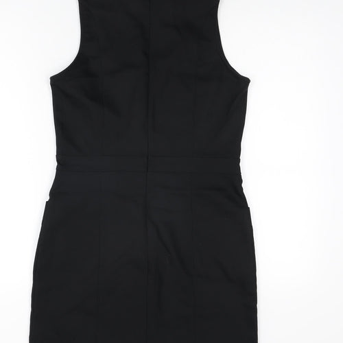 Oasis Womens Black Cotton A-Line Size 12 Collared Zip