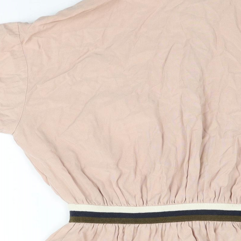 Zara Womens Pink Polyester Shirt Dress Size XS Collared Button