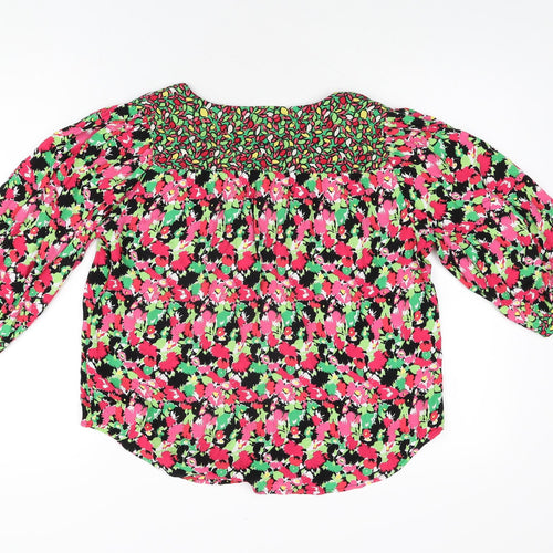 NEXT Womens Multicoloured Floral Viscose Basic T-Shirt Size 12 V-Neck