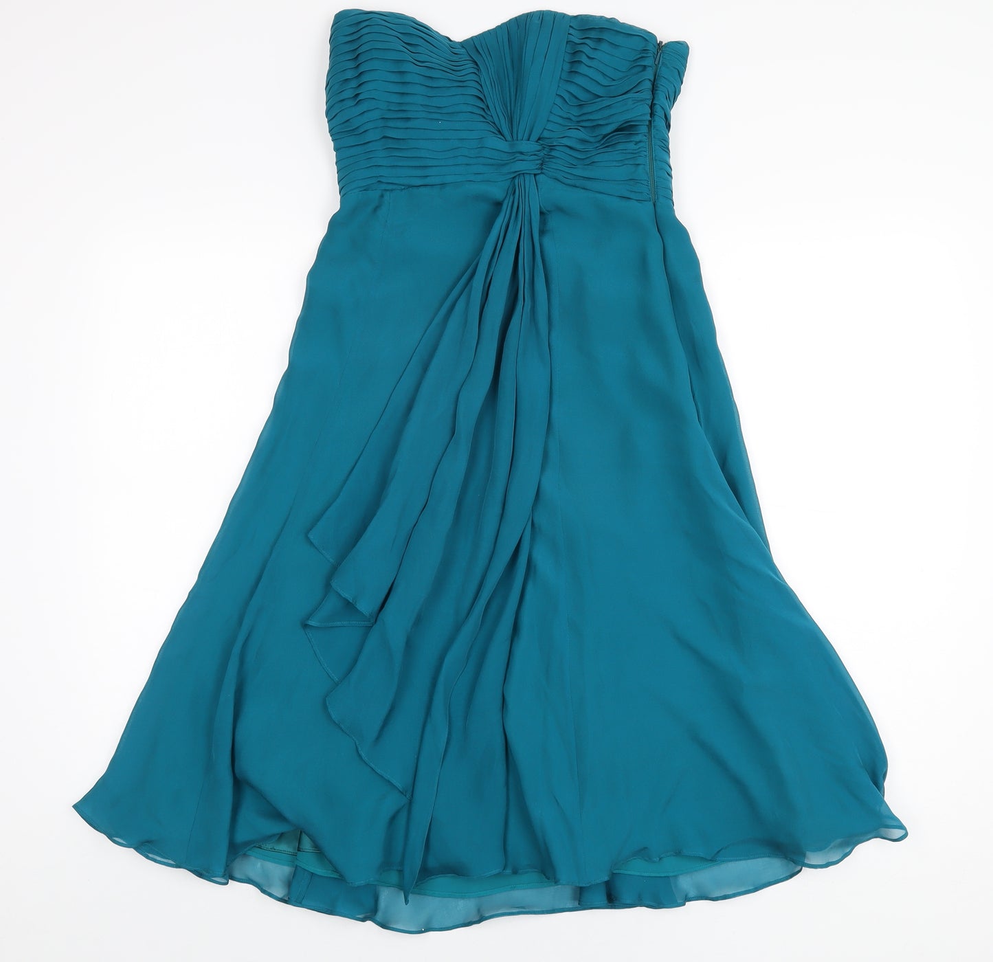 Coast Womens Blue Silk A-Line Size 8 Off the Shoulder Zip