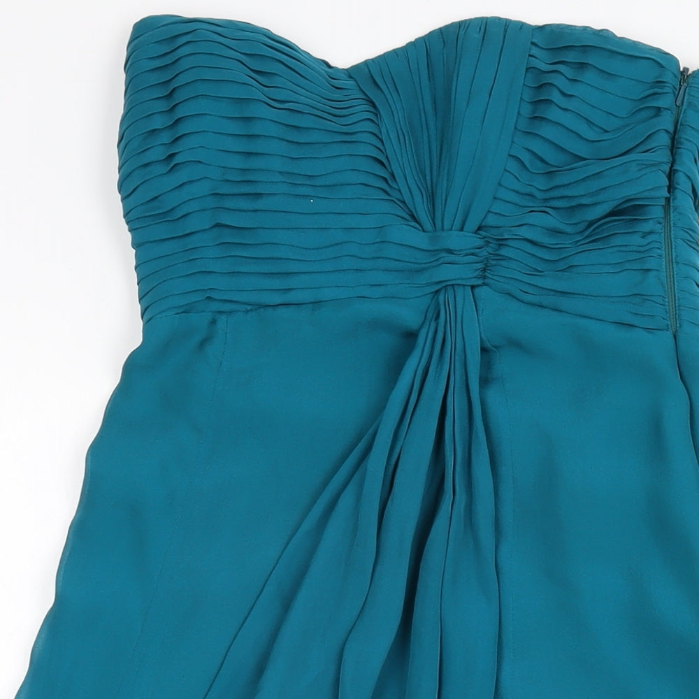 Coast Womens Blue Silk A-Line Size 8 Off the Shoulder Zip