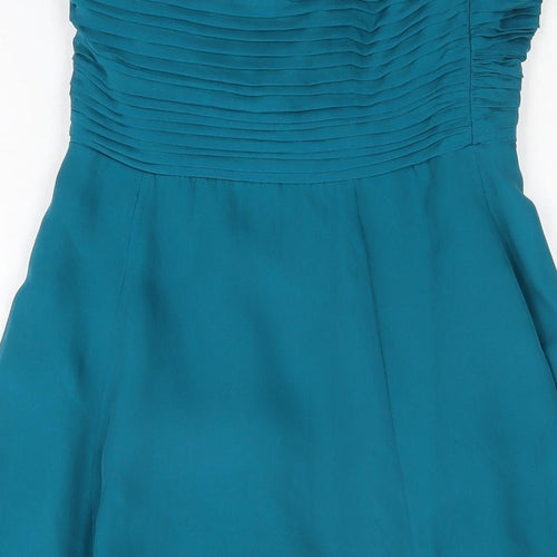 Coast Womens Blue Silk A-Line Size 8 Off the Shoulder Zip
