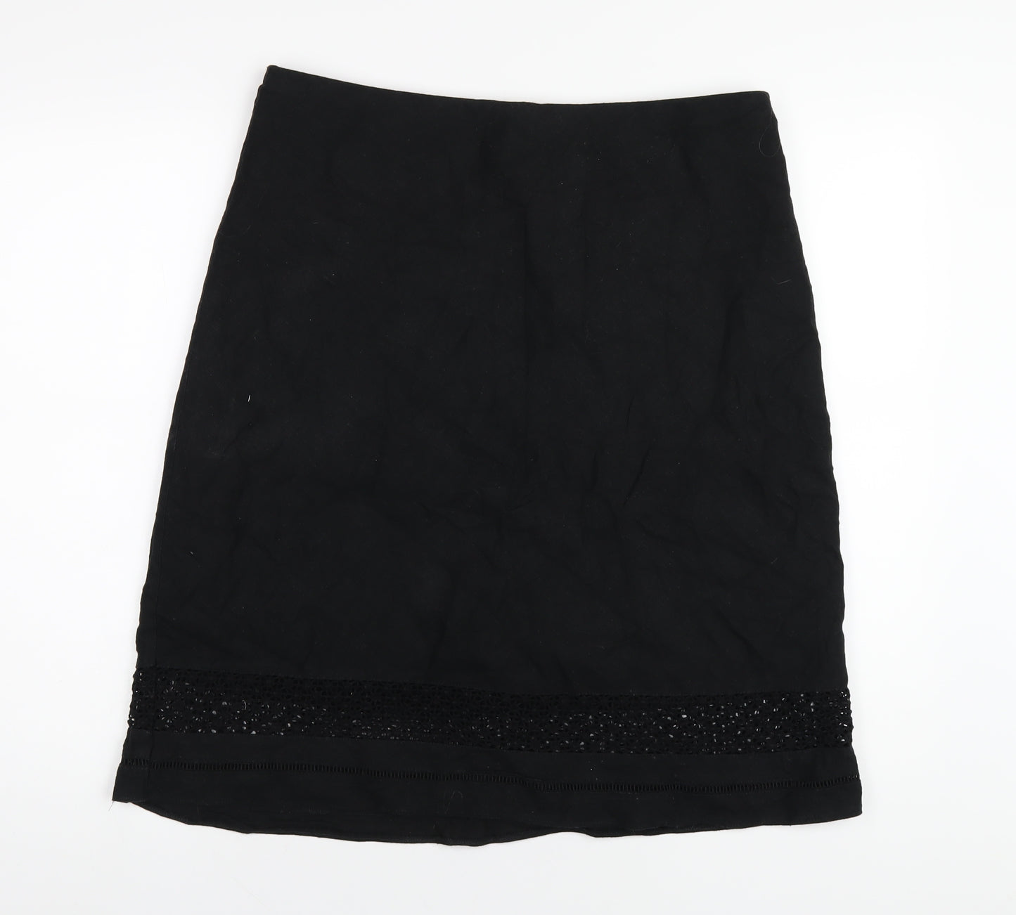 Marks and Spencer Womens Black Linen A-Line Skirt Size 14