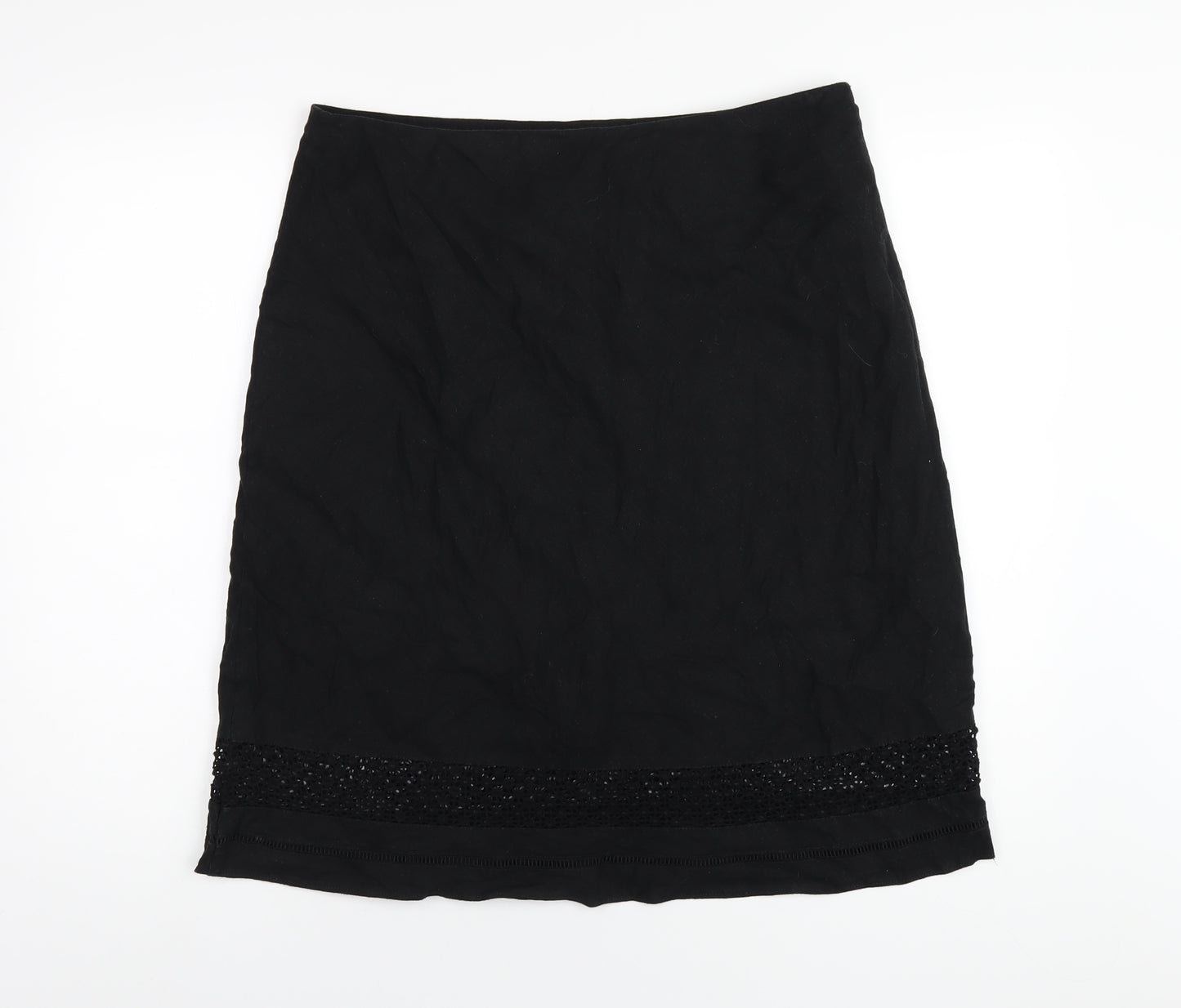 Marks and Spencer Womens Black Linen A-Line Skirt Size 14