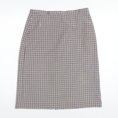 Marks and Spencer Womens Multicoloured Plaid Polyester A-Line Skirt Size 14 Zip