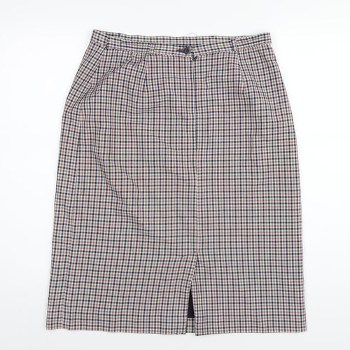 Marks and Spencer Womens Multicoloured Plaid Polyester A-Line Skirt Size 14 Zip
