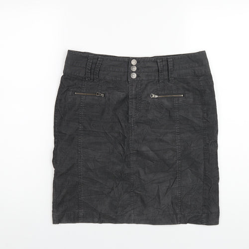 Jackpot Womens Grey Cotton A-Line Skirt Size 10 Zip