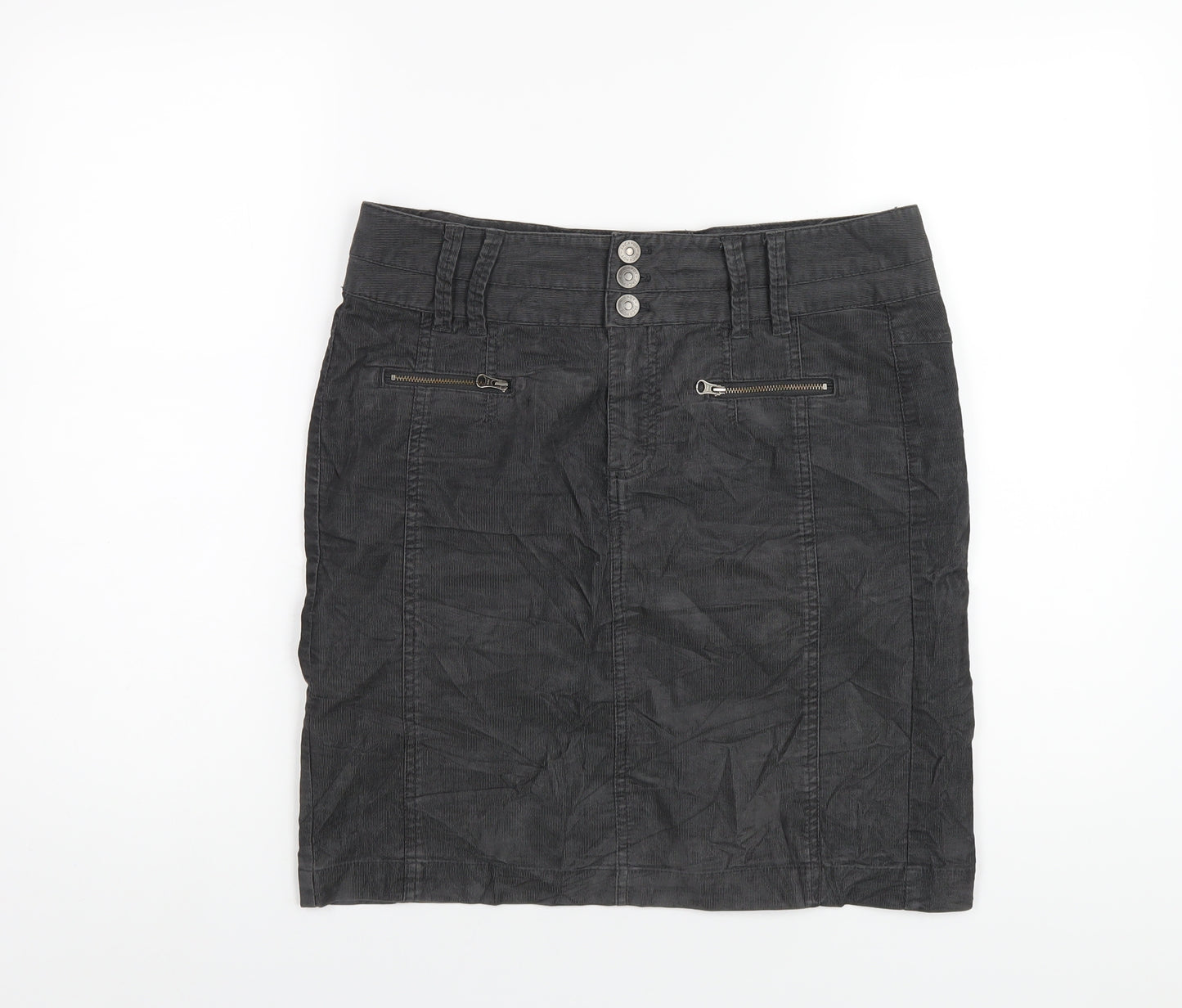 Jackpot Womens Grey Cotton A-Line Skirt Size 10 Zip