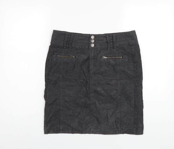 Jackpot Womens Grey Cotton A-Line Skirt Size 10 Zip