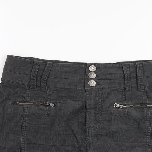 Jackpot Womens Grey Cotton A-Line Skirt Size 10 Zip