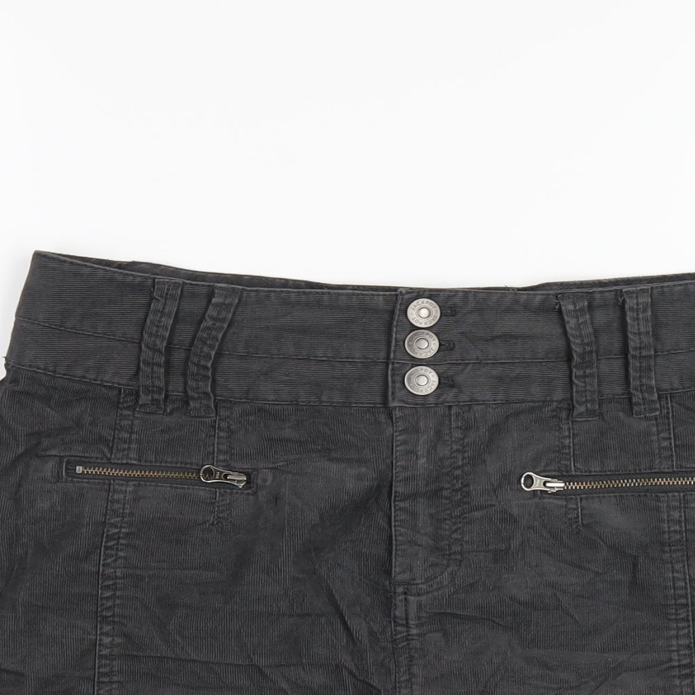 Jackpot Womens Grey Cotton A-Line Skirt Size 10 Zip