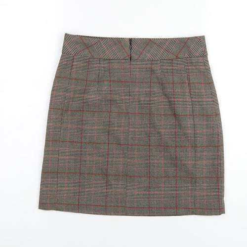 NEXT Womens Multicoloured Plaid Polyester A-Line Skirt Size 6 Zip