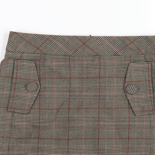 NEXT Womens Multicoloured Plaid Polyester A-Line Skirt Size 6 Zip