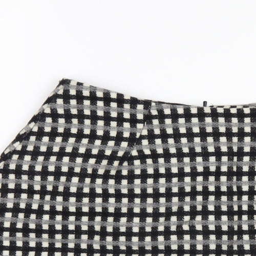 ASOS Womens Black Check Polyester A-Line Skirt Size 8 Zip