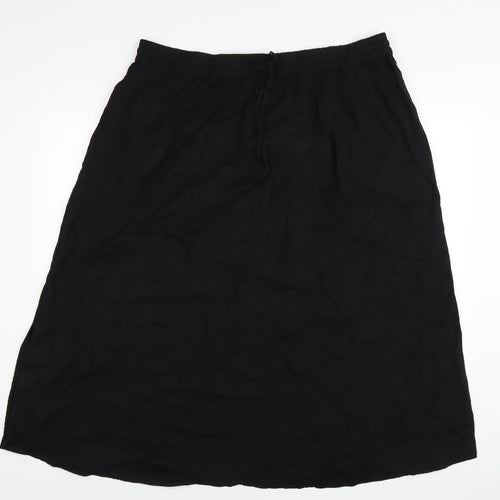 John Lewis Womens Black Linen A-Line Skirt Size 8
