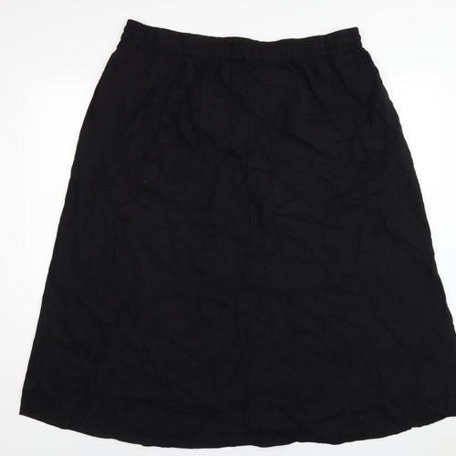 John Lewis Womens Black Linen A-Line Skirt Size 8