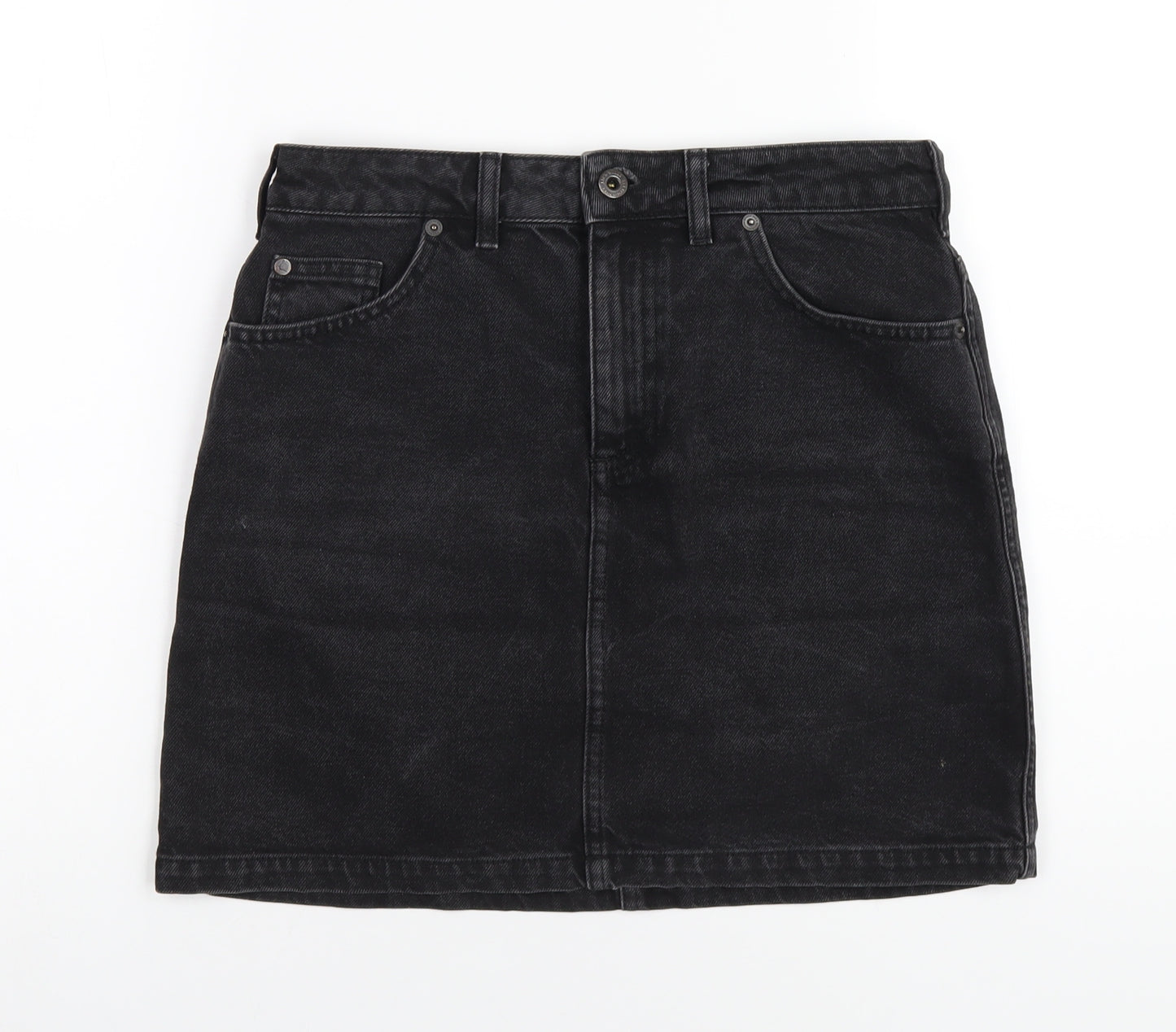 Jack Wills Womens Black Cotton A-Line Skirt Size 10 Zip