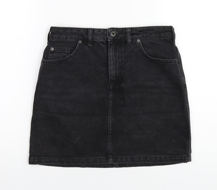 Jack Wills Womens Black Cotton A-Line Skirt Size 10 Zip