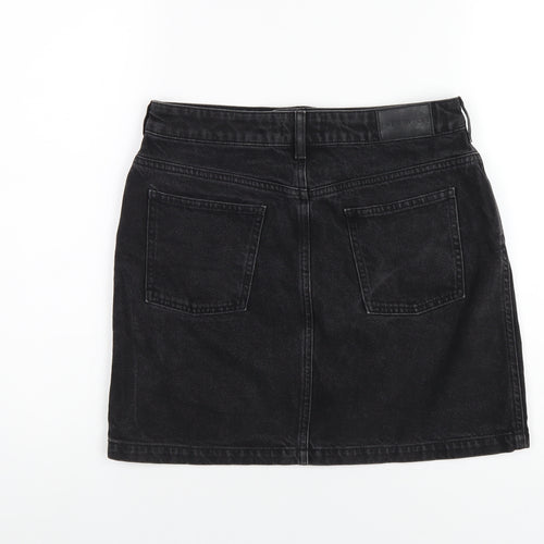 Jack Wills Womens Black Cotton A-Line Skirt Size 10 Zip