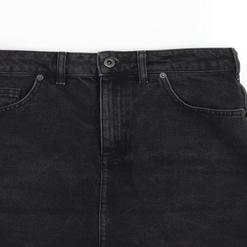 Jack Wills Womens Black Cotton A-Line Skirt Size 10 Zip