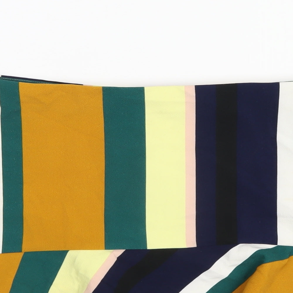 Zara Womens Multicoloured Striped Polyester A-Line Skirt Size S Zip
