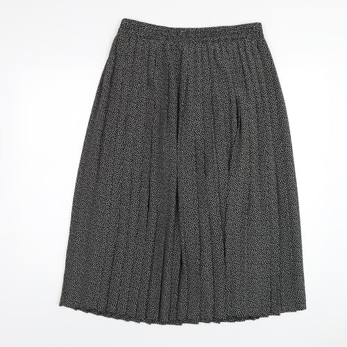 St Michael Womens Black Geometric Polyester Pleated Skirt Size 16