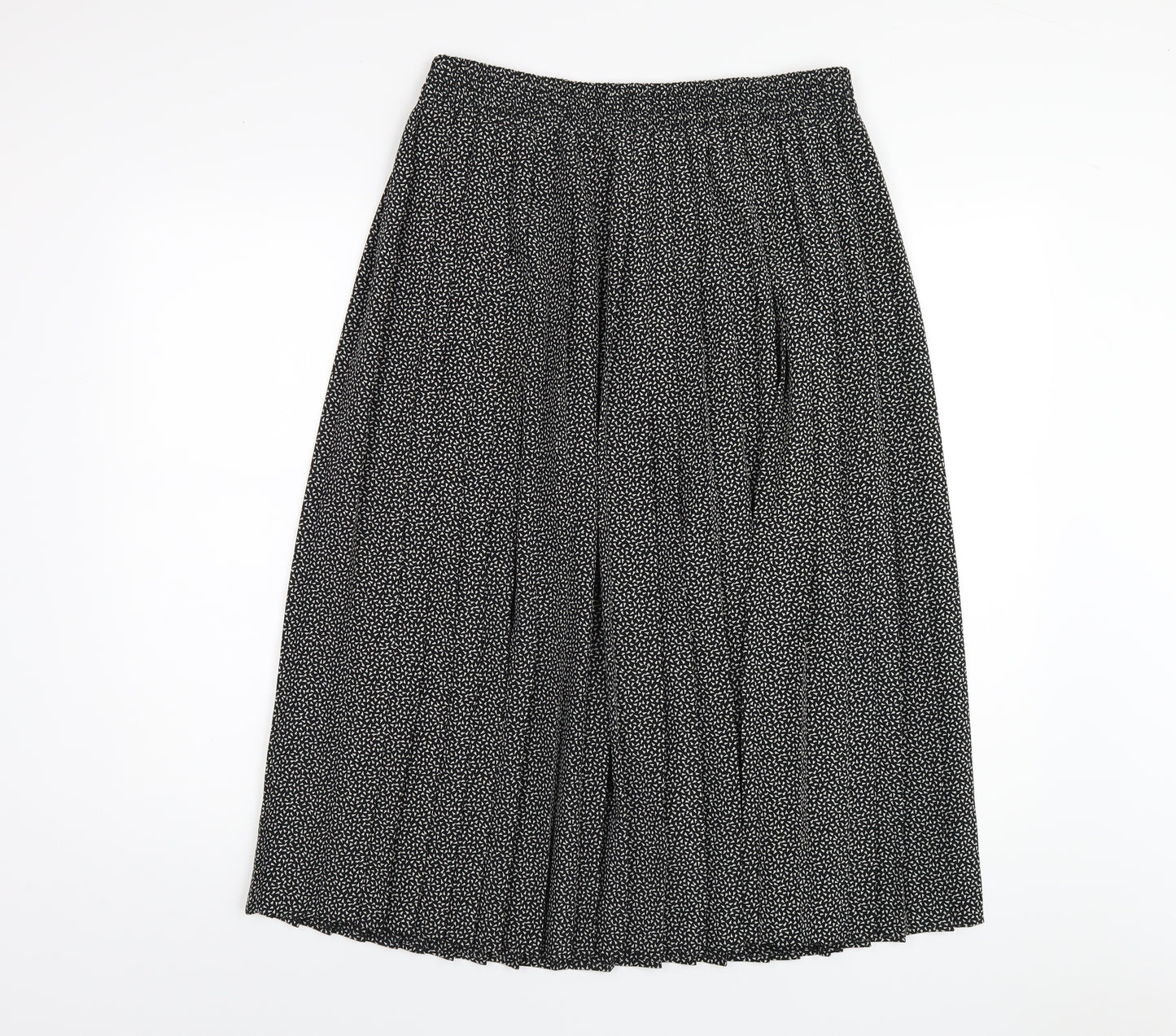 St Michael Womens Black Geometric Polyester Pleated Skirt Size 16
