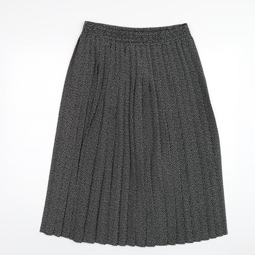 St Michael Womens Black Geometric Polyester Pleated Skirt Size 16