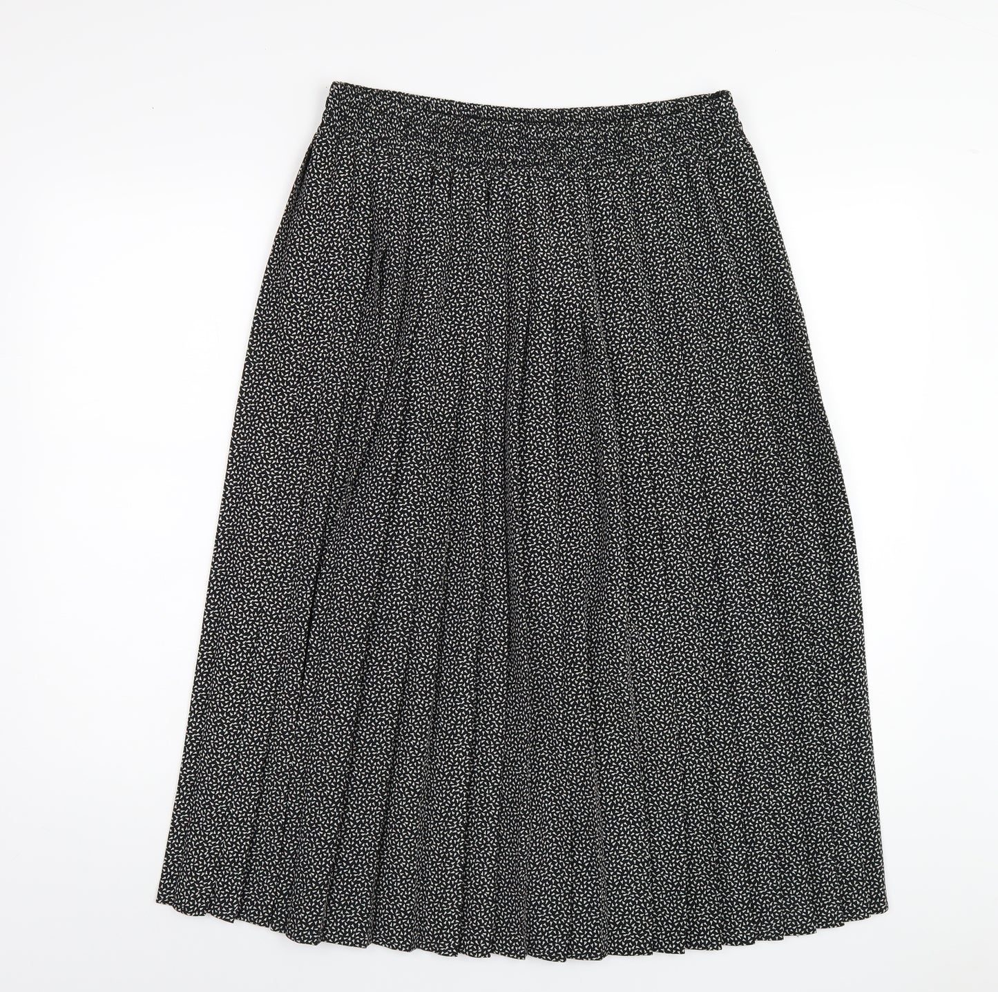 St Michael Womens Black Geometric Polyester Pleated Skirt Size 16