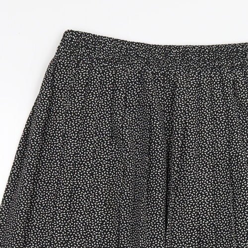 St Michael Womens Black Geometric Polyester Pleated Skirt Size 16