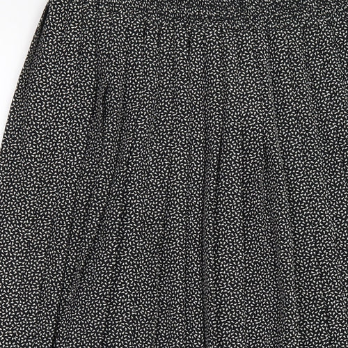St Michael Womens Black Geometric Polyester Pleated Skirt Size 16