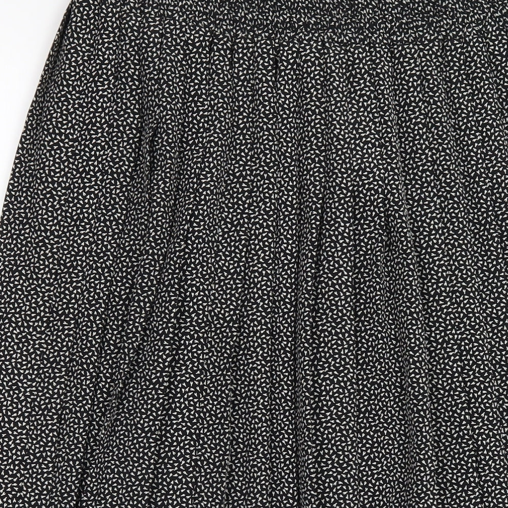 St Michael Womens Black Geometric Polyester Pleated Skirt Size 16