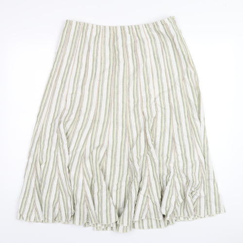 Per Una Womens Multicoloured Striped Linen A-Line Skirt Size 16 Zip