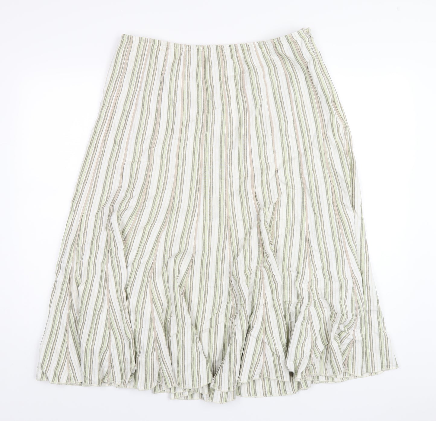 Per Una Womens Multicoloured Striped Linen A-Line Skirt Size 16 Zip